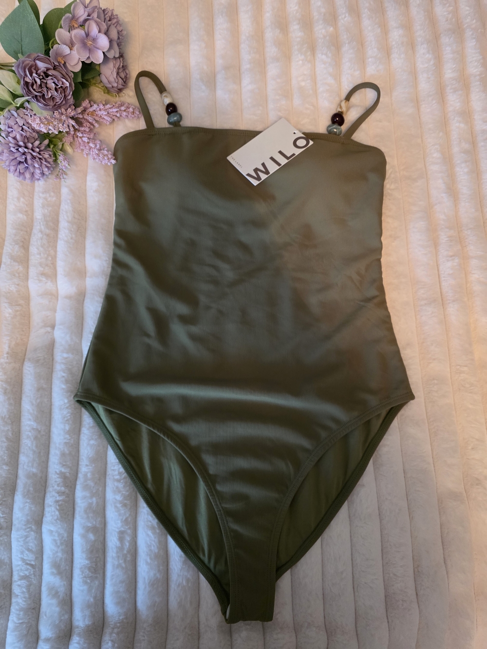WILLOW Womens Olive Green One-Piece Swimsuit Size M